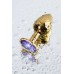 Анальный страз Metal by TOYFA, металл, золотистый, с кристаллом цвета аметист, 7 см, Ø 2,8 см, 50 г