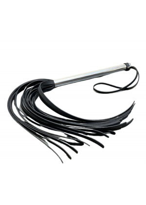 Флоггер из искусственной кожи с хромированной рукоятью Флоггер из искусственной кожи с хромированной рукоятью