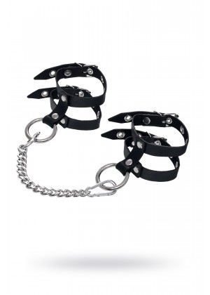 Оковы Pecado BDSM, однослойные из двух ремешков, натуральная кожа, черные