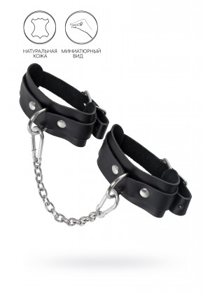 Оковы мини Pecado BDSM, со скруглёнными углами, натуральная кожа, чёрные