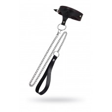 Ошейник Pecado BDSM, с контрастной строчкой, натуральная кожа, черный