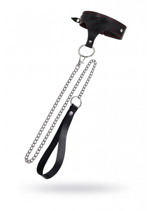 Ошейник Pecado BDSM, с контрастной строчкой, натуральная кожа, черный Ошейник Pecado BDSM, с контрастной строчкой, натуральная кожа, черный