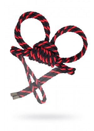 Наручники-оковы Pecado BDSM, "Узел-омега", из хлопковой веревки, черно-красные, 3,5 м Наручники-оковы Pecado BDSM, "Узел-омега", из хлопковой веревки, черно-красные, 3,5 м