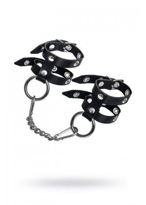 Наручники Pecado BDSM, однослойные из двух ремешков, натуральная кожа, черные Наручники Pecado BDSM, однослойные из двух ремешков, натуральная кожа, черные