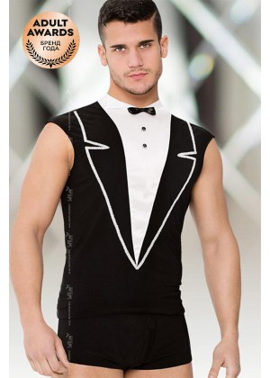 Костюм мужской SoftLine Collection (майка, шорты), черный, XL
