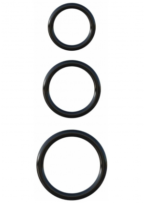 Набор эрекционных колец, 3 шт. 2,5/2/1,5 см, черные Набор эрекционных колец, 3 шт. 2,5/2/1,5 см, черные