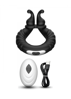 Эрекционное виброкольцо с пультом Д/У, черное