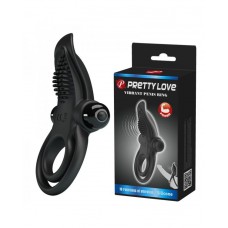 Двойное эрекционное кольцо с вибростимуляцией клитора, Pretty Love, черное