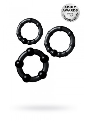Набор колец TOYFA A-toys, TPE, Черные, Ø 3,5/3/2 см