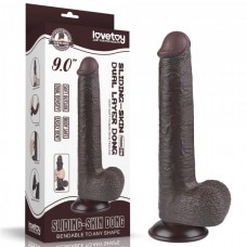 Реалистичный фаллоимитатор, Sliding Skin, 22*3,7 см, черный