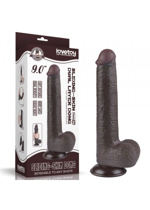 Реалистичный фаллоимитатор, Sliding Skin, 22*3,7 см, черный