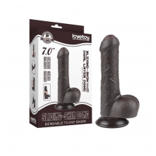 Реалистичный фаллоимитатор Lovetoy Sliding Skin (18,3×3,5 см) с двойной плотностью черный