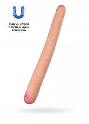 Фаллоимитатор RealStick Brutal Castor двусторонний, neoskin, телесный, 56 cм