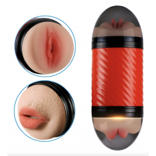 Двусторонний реалистичный мастурбатор, Double Entrance RED, вагина/рот