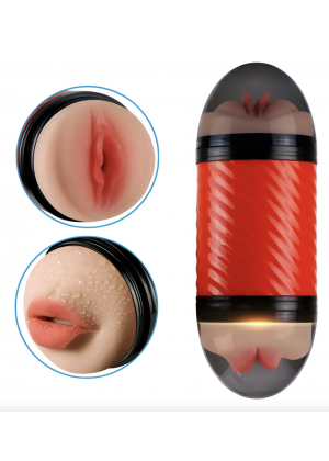 Двусторонний реалистичный мастурбатор, Double Entrance RED, вагина/рот Двусторонний реалистичный мастурбатор, Double Entrance RED, вагина/рот