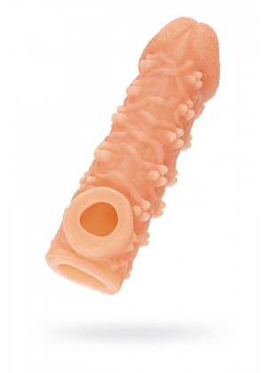 Насадка KOKOS реалистичная с дополнительной стимуляцией, TPE, телесная, 13,8 см