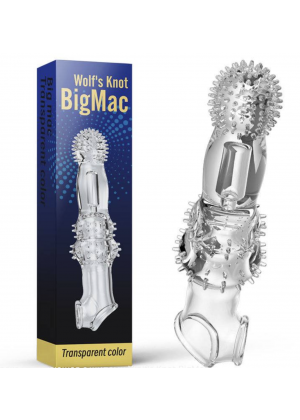 Утолщающая насадка с вибрацией и усиками, Wolf's Knot BigMac, 14,5 см