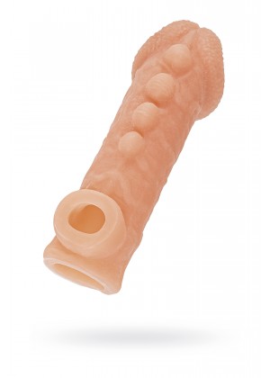 Насадка реалистичная KOKOS COCK SLEEVE 008-S с дополнительной стимуляцией, TPE, телесная, 13.8 см