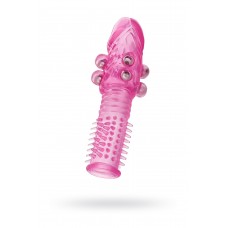 Насадка на пенис с шариками TOYFA Basic, TPE, розовый, 14 см