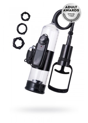 Помпа для пениса TOYFA A-Toys с вибрацией, PVC, чёрный, 22,8 см