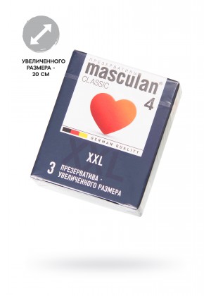 Презервативы Masculan, сlassic 4, XXL, латекс, увеличенного размера, розовый, 20 см, 5,5 см, 3 шт.