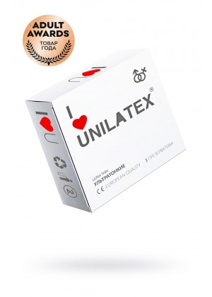 Презервативы Unilatex, natural ultrathin, ультратонкие, 19 см, 5,4 см, 3 шт.