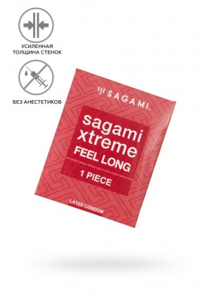 Презервативы Sagami, xtreme, feel long, латекс, 19 см, 5,2 см, 1 шт.