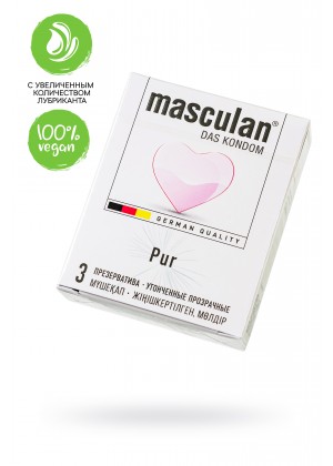 Презервативы Masculan, Pur № 3 утонченные, 18,5 см, 5.3 см, 3 шт.