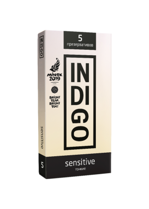 Ультратонкие презервативы из натурального латекса, Indigo Sensitive, 5 шт.