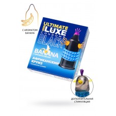Стимулирующий презерватив с усиками с ароматом банана, Luxe Black Ultimate Африканский Круиз, 1 шт