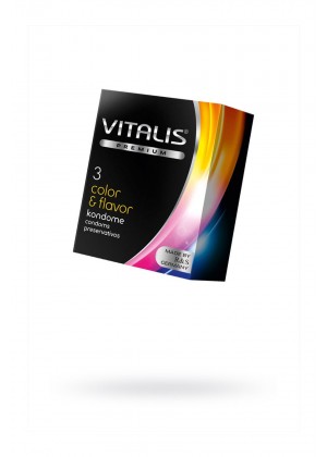 Презервативы Vitalis, premium, цветные, аромат, 18 см, 5,3 см, 3 шт.