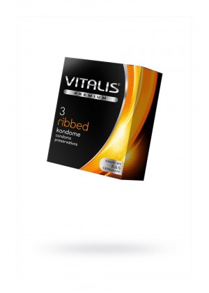 Презервативы Vitalis, premium, ribbed, ребристые, 18 см, 5,3 см, 3 шт.