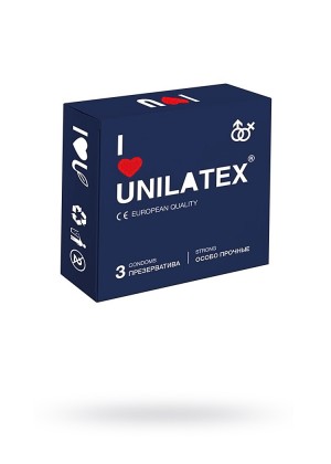 Презервативы Unilatex, extra strong, гладкие, 19 см, 5,4 см, 3 шт.