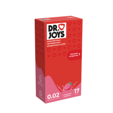 Презервативы DR JOYS, сверхпрочные, неощутимая толщина 0.02 мм, с ароматом клубники, 17 шт.