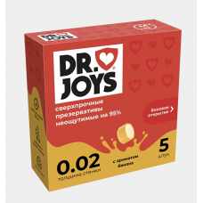 Презервативы DR JOYS, сверхпрочные, (ультратонкие) неощутимая толщина 0.02 мм, с ароматом банана, 5 шт.