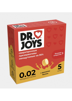 Презервативы DR JOYS, сверхпрочные, (ультратонкие) неощутимая толщина 0.02 мм, с ароматом банана, 5 шт.