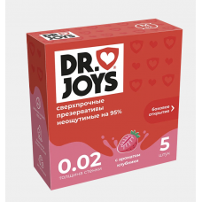 Презервативы DR JOYS, сверхпрочные, (ультратонкие) неощутимая толщина 0.02 мм, с ароматом клубники, 5 шт.