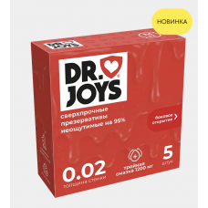 Презервативы DR JOYS, сверхпрочные, тройная смазка, 0.02 мм, 5 шт.