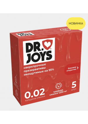 Презервативы DR JOYS, сверхпрочные, тройная смазка, 0.02 мм, 5 шт.