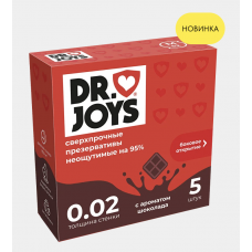 Презервативы DR JOYS, сверхпрочные, неощутимая толщина 0.02 мм, с ароматом шоколада, 5 шт.