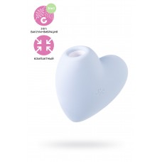 Вакуумный стимулятор клитора Cutie Heart, силикон, голубой, 7,7 см