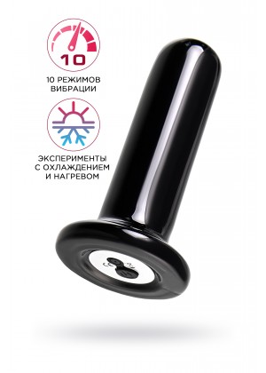 Стеклянный мини-вибратор Sexus Glass, стекло, черный, 10 см