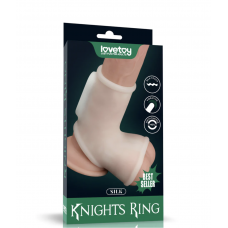 Открытая насадка на член с креплением на мошонку, Knights King SILK, с вибрацией